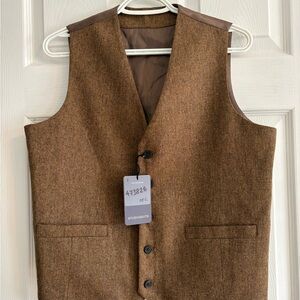 NWT Rust Herringbone Tweed Waist Coat